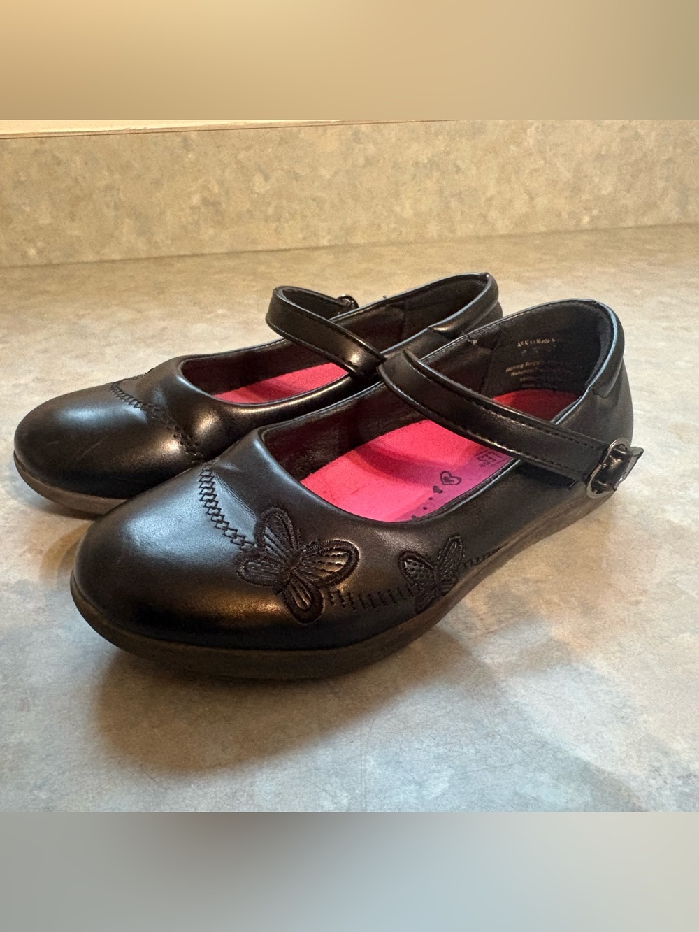 Seychelles Black Girls Mary Jane Shoes with Butterfly Appliqué
